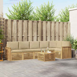 Set di divani da esterno 7 pcs Bianco e Beige 59 x 59 x 37 cm