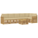 Set di divani da esterno 7 pcs Bianco e Beige 59 x 59 x 37 cm