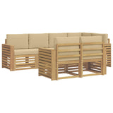 Set di divani da esterno 7 pcs Bianco e Beige