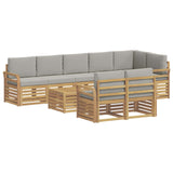 Set di divani da esterno 9 pcs Bianco e Grigio Chiaro