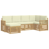Set di divani da esterno 6 pcs Bianco e Crema Poliestere