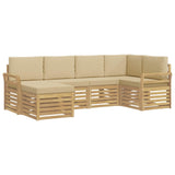 Set di divani da esterno 6 pcs Bianco e Beige Poliestere