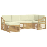 Set di divani da esterno 6 pcs Bianco e Crema Poliestere