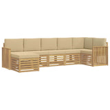 Set di divani da esterno 7 pcs Bianco e Beige