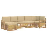 Set di divani da esterno 7 pcs Bianco e Beige