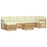 Set di divani da esterno 8 pcs Bianco e Crema 59 x 59 x 37 cm