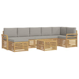 Set di divani da esterno 8 pcs Bianco e Grigio Chiaro