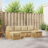 Set di divani da esterno 6 pcs Bianco e Beige