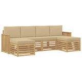 Set di divani da esterno 6 pcs Bianco e Beige