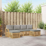 Set di divani da esterno 6 pcs Bianco e Grigio Chiaro