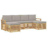 Set di divani da esterno 6 pcs Bianco e Grigio Chiaro