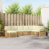 Set di divani da esterno 8 pcs Bianco e Crema 308 x 190 x 73 cm