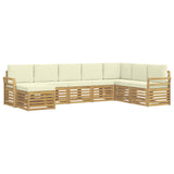 Set di divani da esterno 8 pcs Bianco e Crema 308 x 190 x 73 cm