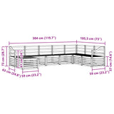 Set di divani da esterno 8 pcs Bianco 304 x 185,5 x 73 cm