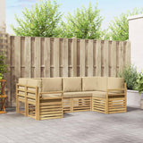 Set di divani da esterno 6 pcs Bianco e Beige