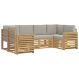 Set di divani da esterno 6 pcs Bianco e Grigio Chiaro
