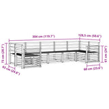Set di divani da esterno 7 pcs Bianco 304 x 128,5 x 73 cm