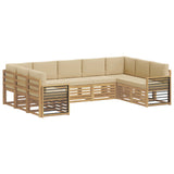Set di divani da esterno 9 pcs Bianco e Beige