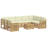 Set di divani da esterno 10 pcs Bianco e Crema 59 x 59 x 37 cm