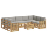 Set di divani da esterno 10 pcs Bianco e Grigio Chiaro