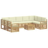 Set di divani da esterno 10 pcs Bianco e Crema 59 x 59 x 37 cm