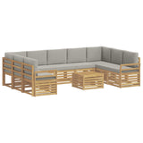 Set di divani da esterno 10 pcs Bianco e Grigio Chiaro