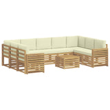 Set di divani da esterno 10 pcs Bianco e Crema 59 x 59 x 37 cm
