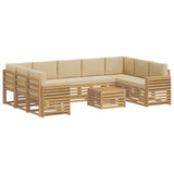 Set di divani da esterno 10 pcs Bianco e Beige 59 x 59 x 37 cm