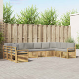 Set di divani da esterno 10 pcs Bianco e Grigio Chiaro