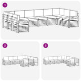 Set di divani da esterno 10 pcs Bianco e Grigio Chiaro