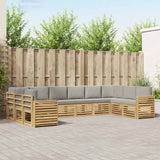 Set di divani da esterno 10 pcs Bianco e Grigio Chiaro