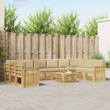 Set di divani da esterno 11 pcs Bianco e Beige 59 x 59 x 37 cm