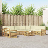 Set di divani da esterno 11 pcs Bianco e Crema 59 x 59 x 37 cm