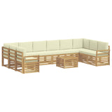 Set di divani da esterno 11 pcs Bianco e Crema 59 x 59 x 37 cm