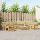 Set di divani da esterno 11 pcs Bianco e Beige 59 x 59 x 37 cm