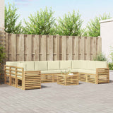 Set di divani da esterno 11 pcs Bianco e Crema 59 x 59 x 37 cm