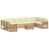 Set di divani da esterno 11 pcs Bianco e Crema 59 x 59 x 37 cm