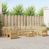 Set di divani da esterno 11 pcs Bianco e Beige 59 x 59 x 37 cm