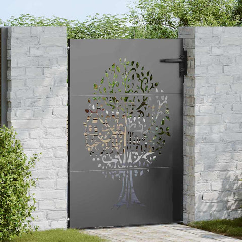 Cancello da giardino, Cancello da Giardino 85x75 cm Design Albero in Acciaio Corten