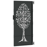 Cancello da giardino, Cancello da Giardino 85x75 cm Design Albero in Acciaio Corten