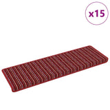 Tappetini per scale autoadesivi 15 pcs Rosso 65 x 21 x 4 cm