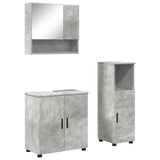 Set di mobili per il bagno con porta 3 pcs Grigio cemento