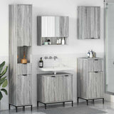 Set di mobili per il bagno con cassetto con porta Grigio Sonoma