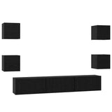 Set mobile TV 7 pcs Rovere Nero Legno truciolato