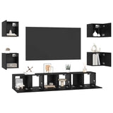 Set mobile TV 7 pcs Rovere Nero Legno truciolato