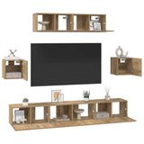 Set mobile TV 7 pcs Rovere artigianale Legno truciolato