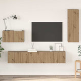 Mobile TV da Parete 4 pcs Rovere artigianale Legno truciolato