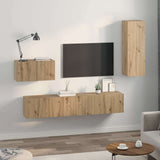 Mobile TV da Parete 4 pcs Rovere artigianale Legno truciolato