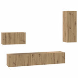 Mobile TV da Parete 4 pcs Rovere artigianale Legno truciolato