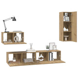 Mobile TV da Parete 4 pcs Rovere artigianale Legno truciolato